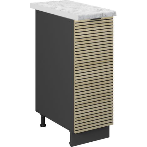 Armadio cucina dispensa alto Fame-Line, Pannello in quercia, 30 cm , PL Marmo, Vicco (1/5)