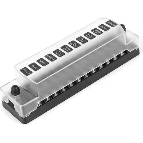 12V Auto 12 Circuit Fuse Box (ATO/ATC) Fuse Holder with M5 Screw Connectors DC 32 V (1-20A) – Without Negative Terminal (1/5)