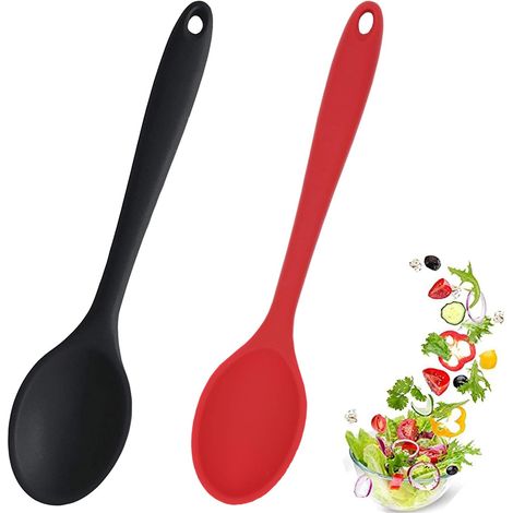Cuillère En Silicone - Résistant À La Chaleur Jusqu'à 250 °C - Pour Cuisine Et Pâtisserie - Lot De 2 (1/5)