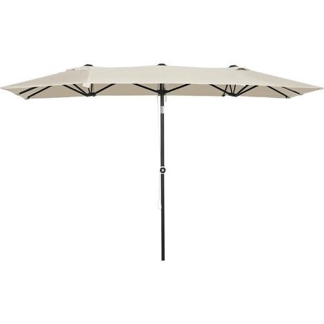 Grand parasol, réglable en hauteur et inclinable, 150 x 295 x 170-214 cm, crème produit de qualité avec garantie satisfait ou remboursé