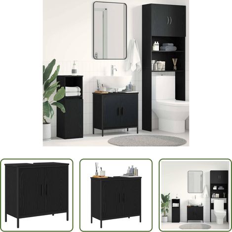 Meuble salle de bain -  Meuble de Lavabo de Salle de Bain Chêne noir 60 x 30 x 60 cm (1/5)