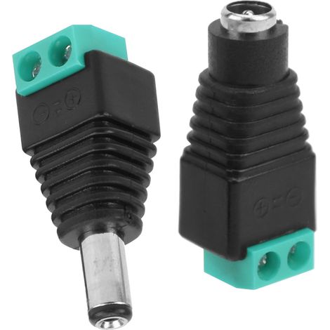 Connecteur d'alimentation CC 5,5 x 2,1 mm mâle/femelle, adaptateur secteur pour caméra de surveillance ou lampe LED (vert) (1/5)