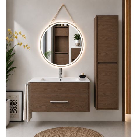 Bathroom cabinet with basin ORIGENBATH FLORENCIA without mirror 60x35 cm tea ash with column (1/5)