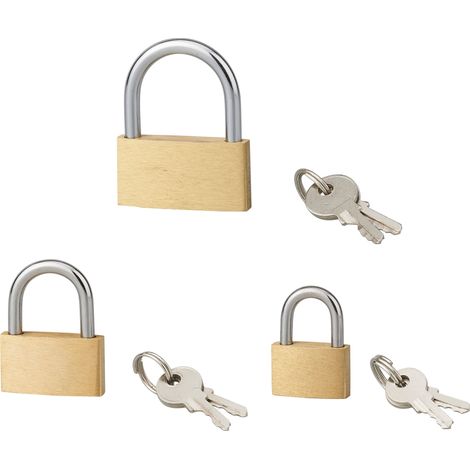 Set di 3 lucchetti BASIC con chiave, base 20 - 30 -40 mm, ansa in acciaio, 6 chiavi - SERRUPRIX