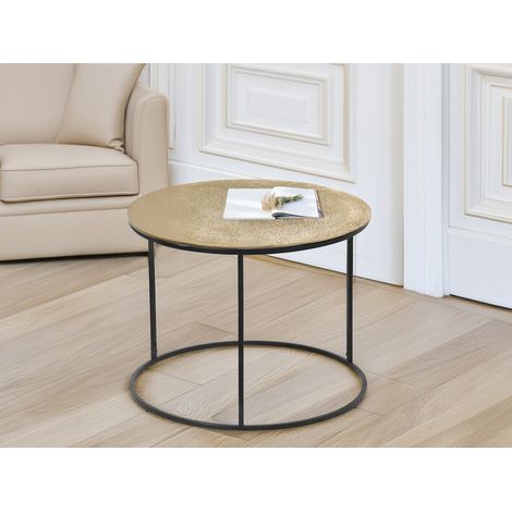 Großer Beistelltisch PATTY rund Metall in Schwarz Gold, Höhe 46cm (1/5)