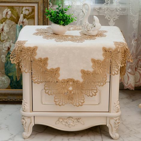 Nappe de chevet carrée, housse de table de chevet, coussin anti-poussière (1 pièce, Phnom Penh 808)