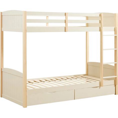 Letto a castello 2 x 90 x 200 cm 2 cassetti Abete e MDF Beige e naturale - LIMODARA (1/5)