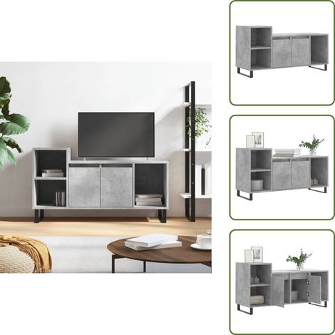 Meuble TV Gris béton 100x35x55 cm Bois d'ingénierie - Meubles Tv - Meuble Tv Gris - Meuble Tv Moderne - Meuble Tv Industriel - Meuble Tv Rangement (1/5)