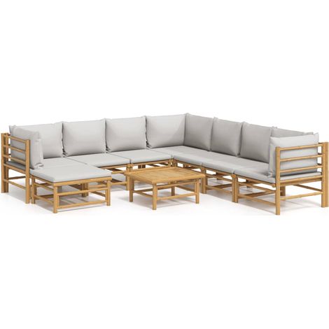 Maison Exclusive - 9-tlg. Garten-Lounge-Set mit Kissen Hellgrau B