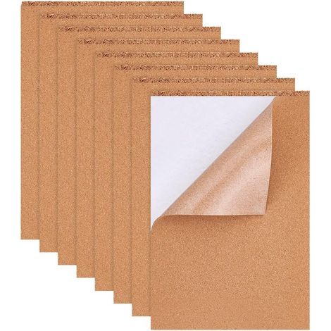 8 selbstklebende Korkplatten, 21,3 x 30 cm, 2 mm dick, für Fußböden, Wände, Bastelarbeiten und zum Zuschneiden (1/5)