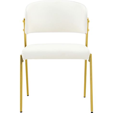 2 moderne Esszimmerstühle aus weißem PU mit Metallgestell und ergonomischer Rückenlehne (1/5)