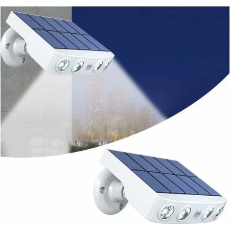 Faretto solare da esterno con sensore di movimento - Impermeabile - LED per giardino, vialetto, strada (bianco, luce bianca)