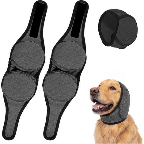 Cache-oreilles antibruit pour chien protection ajustable confortable calme et silencieux gris taille M (1/5)