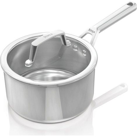 Cacerola Ninja EverClad C90218EUI de 18 cm de acero inoxidable 18/10 de 3 capas con tapa de vidrio inducción hasta 300 °C (1/5)