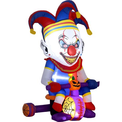 Outsunny 4ft Blow Up Outdoor Halloween Decoration, Clown on Bicycle (1/5)