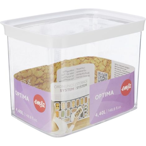 Emsa N1142500 OPTIMA Bocal de conservation à sec avec fermeture hermétique, blanc