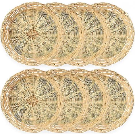 Lot de 8 supports d'assiettes en bambou, 25 cm, réutilisables (1/5)