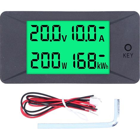 Voltmètre Numérique PZEM-025 - Mesure Tension Courant Puissance Énergie DC0-300V - Affichage LCD Rétroéclairé Vert - Montage Encastré - 100A - 85,3 x 44 x 32 mm (1/5)