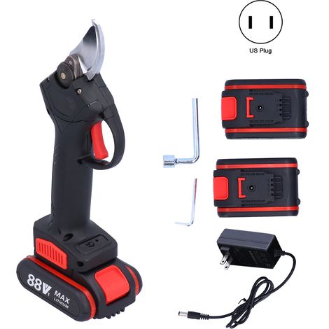 Sécateur électrique sans fil professionnel avec boîte de rangement, coupe-branches à batterie, outil de jardinage puissant, prise US 100-240V, tailleuse d'arbres et arbustes (1/5)