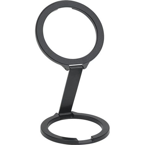 Soporte magnético giratorio de 360° para teléfono, soporte plegable multifuncional, con gancho de anillo de seguridad de doble cara, color negro. (1/4)