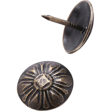 Lot de 100 clous décoratifs vintage en métal bronze pour meubles, canapés, chaussures et portes. (1/5)