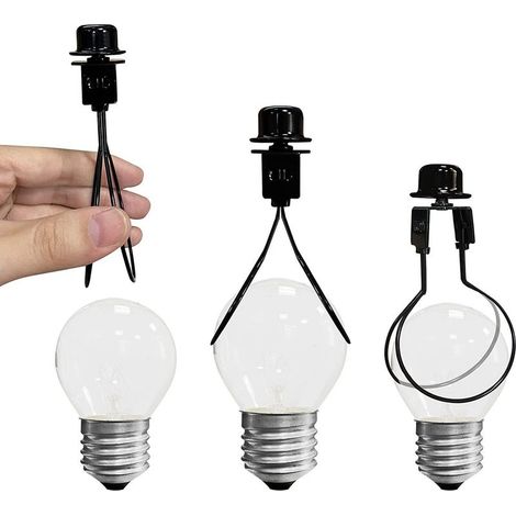 Adaptateur Clip Ampoule Métal Anti-Rouille avec Finial pour Abat-Jour Lampe Table ou Plafonnier Paquet de 2 Noir (1/5)