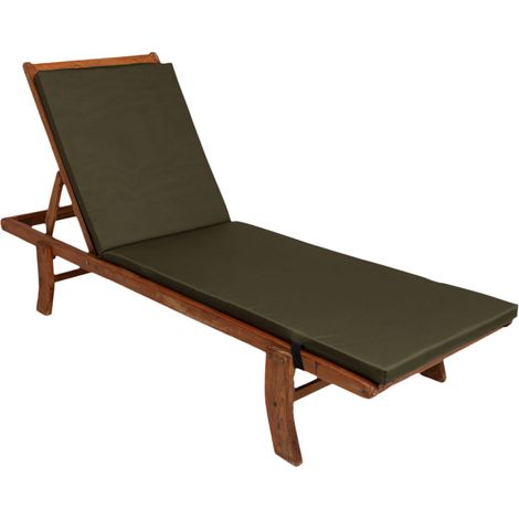Coussin de chaise longue 190x60x4cm, coussin pour chaise longue de jardin, chaise longue en bois vert, coussin de chaise longue de piscine