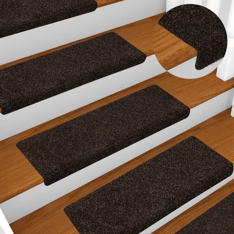 Tapis d'escalier 15 pcs,Marchettes d'escalier,Protections d'escalier Tissu aiguilleté 65x21x4 cm Marron CFW65753 (1/5)