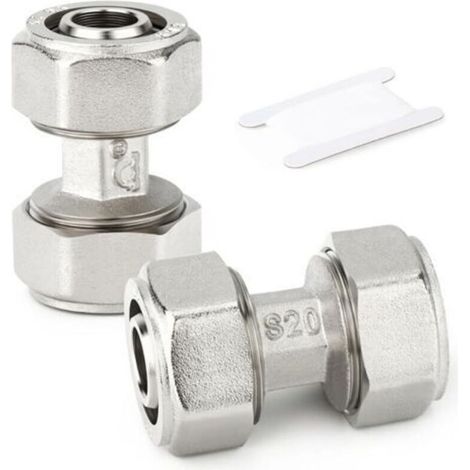 2pcs Union Compressed Air Line Fittings, 1/2" Tubing, Nickel Plated Brass Fittings for Compressed Air Hose System (1/5)