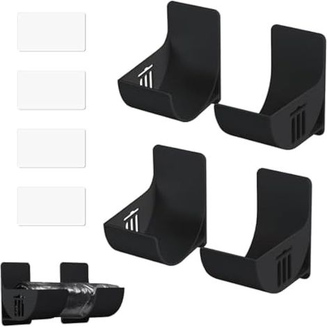 Support De Sac En Plastique, 2 Paires Supports Sac Poubelle Mural, Armoire De Cuisine Porte boîte De Rangement, Sans poinçonnage, Organisateur, Noir (1/4)