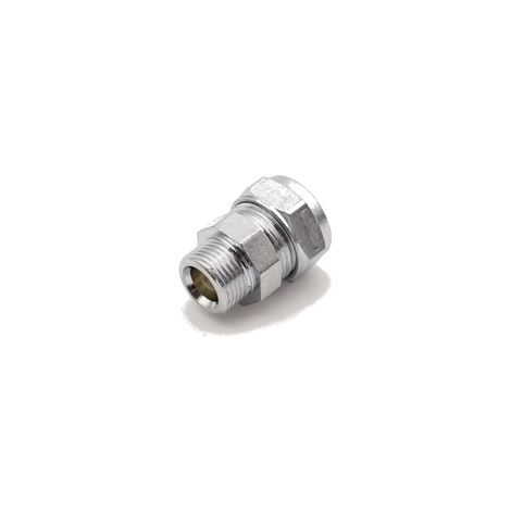 PrimaPlus Chrome Brass Compression Adaptor 15mm x 3/8" Male (1/3)