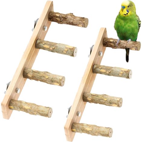 2 PCS Échelles en Bois pour Cage à Oiseaux Perroquets Perchoirs Jouets Oiseaux pour Petits et Moyens Perroquets Favorise l’Exercice et la Santé Mentale (1/4)