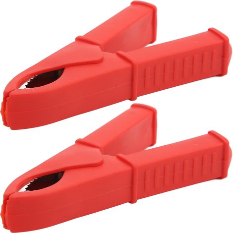 Pinces crocodiles isolées 100mm en cuivre pour tests électriques et connexions - Rouge (1/5)