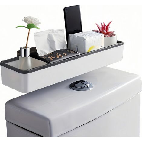 Étagères de salle de bain sans perçage - Support d'angle pour douche - Étagère de rangement flottante - Pour shampoing et produits de toilette - Fixation murale - Organisateur de placard sans perçage (1/3)