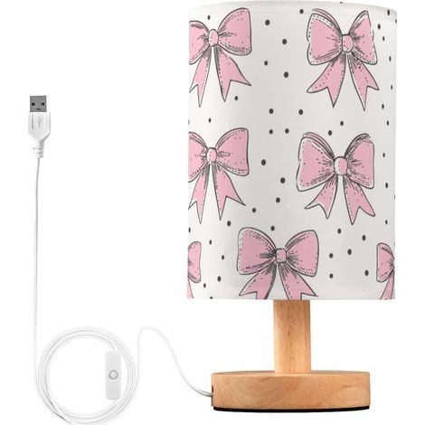 Kcldeci Lampe de chevet avec nœuds roses à pois noirs pour (1/5)