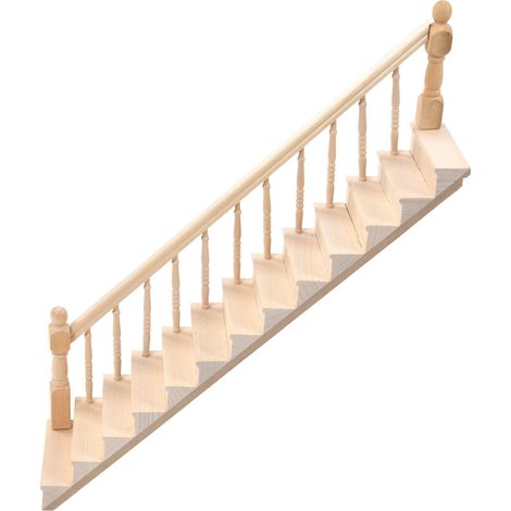 Escalier miniature brillant à coins arrondis pour maison de poupée, en bois de bouleau, à monter soi-même. Modèle mignon à l'échelle 1/12. (1/5)