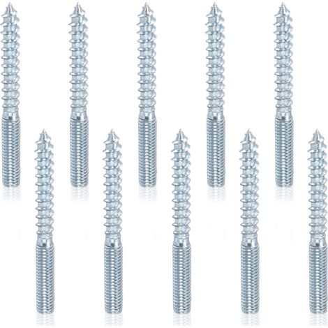 Vis À Tête De Crochet M6 - Vis Double Filet Bois Et Métal - Pour Assemblage De Meubles En Bois - Longueur 60 mm - Lot De 10 Pièces (1/5)