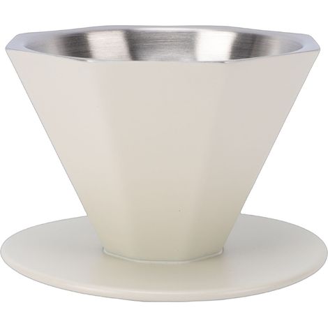 Filtro Caffè Manuale – Acciaio Inox 304 Doppia Parete, Design Ottagonale Beige – Estrazione Rapida e Resistente al Calore – Ideale per Casa, Ufficio e Viaggi (1/5)