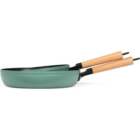 LIVOO MEP134V set de 2 poëles poignée en bois intérieur antiadhésif diamètre 24 et 28 cm (1/5)