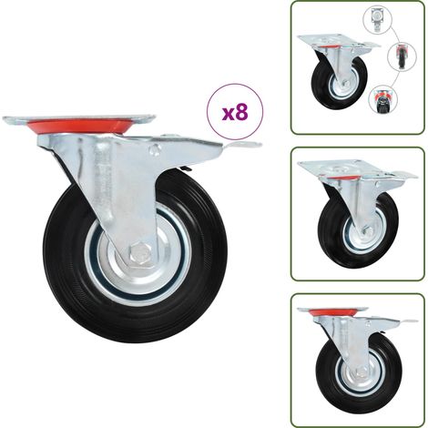8 pcs Roulettes pivotantes 125 mm - Roulettes Pivotantes - Roulettes De Chariot - Roues Mobiles - Accessoires Meuble - Fixation Meuble (1/5)