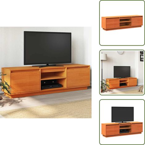 Meuble TV cire marron 140x35x40 cm bois pin massif - Meubles Tv - Meuble Tv - Support Tv - Buffet Tv - Meuble En Bois (1/5)