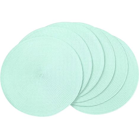 Lot de 6 sets de table ronds tressés de 38,1 cm pour tables de salle à manger, tissés naturels, résistants à la chaleur (vert clair, 6)'Vert Clair 15 inches set of 6'Vert Clair'15 inches set of 6 (1/5)