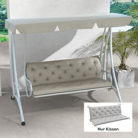 Coussin de banc 3 places 150x98x8 cm avec sangles, coussin de banc pour meubles de jardin balançoire Hollywood Swing, gris clair