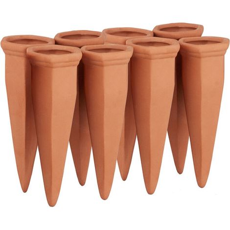 Cône en argile d’arrosage, lot de 8, accessoire d’arrosage, Bouteilles d’1L en plastique ou vin, terre cuite (1/5)