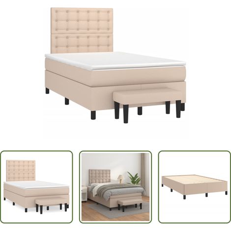 Matelas à ressorts ensachés - Sommier à lattes de lit matelas cappuccino 120x190cm similicuir (1/5)