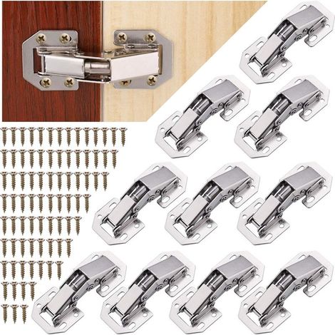 Lot de 10 charnières invisibles 3,2 x 7,7 cm – Acier laminé à froid – Mécanisme de fermeture automatique – 80 vis incluses (1/5)