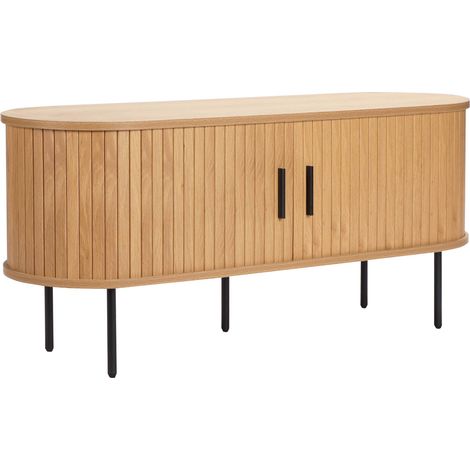 Oviala – Meuble TV sur pieds 120 cm – MDF mélaminé 18 mm – Pieds en métal thermolaqué noir – Charge max 30 kg pour équipements audiovisuels