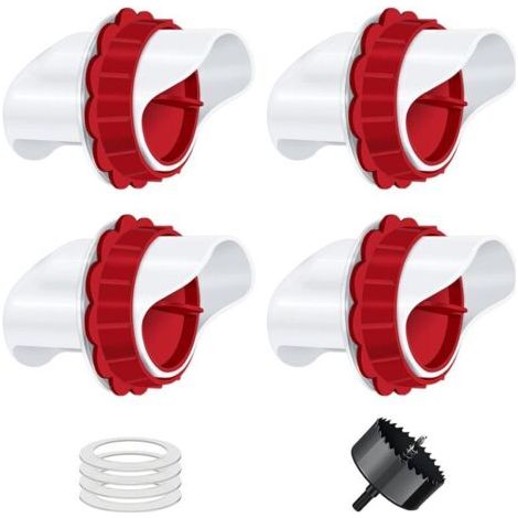 Mangeoire Poules, Mangeoire Poule Automatique, 4 Ports DIY Mangeoire à volaille Gravité Kit pour Seaux Tonneaux Bacs..dyk. (1/4)