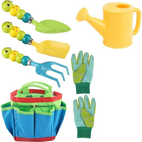 Ensemble d'Outils de Jardinage pour Enfants 6 Pièces – Kit de Jardin Extérieur avec Sac – Vert – Idéal pour Petits Jardiniers (1/3)