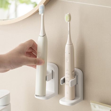 CCYKXA Electric Toothbrush Holder, No Drilling Required, 2-Pack, Electric Toothbrush Stand with Drain Hole, Toothbrush Storage, Sturdy ABS Material (1/5)